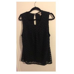 Banana Public Black Lacy Sleeveless Top